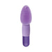 Purple silicone finger vibrator with textured nubs and a smooth rounded base for targeted stimulation.