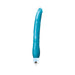 Blue flexible vibrator with a slightly curved tip and clear base on a white background.