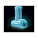 Blue glow-in-the-dark silicone Firefly Yoni Stroker with textured exterior and soft interior sleeve.