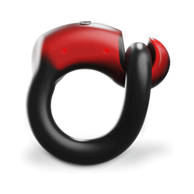 Red and black Firmtech Tech Ring with ergonomic design and hook latch for comfort and health monitoring.