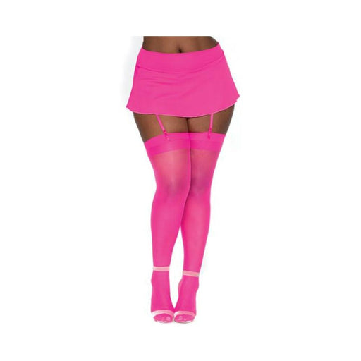 Fishnet Thigh High W/ Back Seam Hot Pink Q/s - SexToy.com