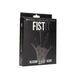 Black packaging of Fist It Silicone Stimulation Glove featuring a textured glove illustration and product details.