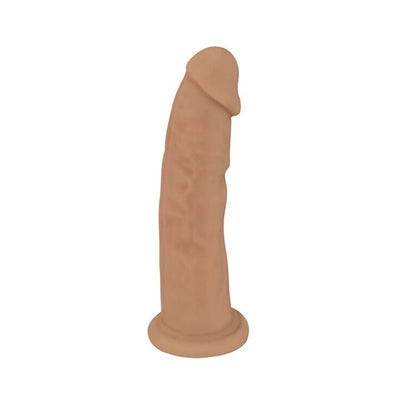 Chocolate-colored 7-inch flexible silicone dildo with realistic texture and suction cup base.