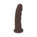 Chocolate-colored 7-inch flexible silicone dildo with realistic texture and suction cup base.