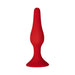 Red silicone flexible plug with a tapered shape and sturdy suction cup base for secure placement.