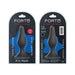 Forto F-11 small black silicone plug with flexible design and suction cup base in retail packaging front and back view.