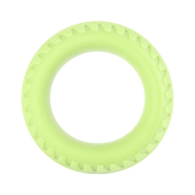 Light green 35mm silicone ring with textured outer edge, made from smooth, flexible liquid silicone material.