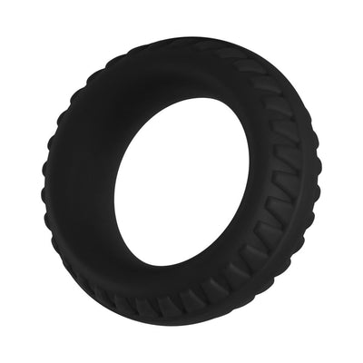 Black 35mm liquid silicone C-ring with textured outer surface for enhanced grip and comfort.