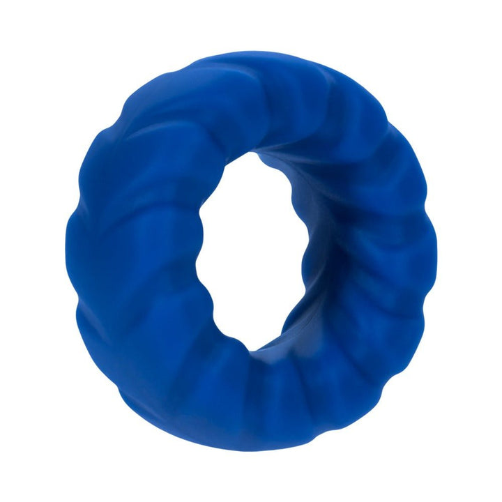 Blue textured 23mm liquid silicone C-ring with a soft, flexible design.