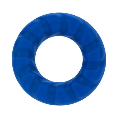 Blue 23mm textured liquid silicone C-ring with a smooth, flexible design for comfort and durability.
