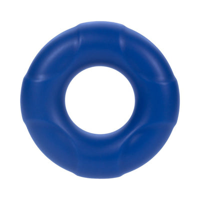 Blue 21mm liquid silicone C-ring with textured surface for comfortable fit and durability.