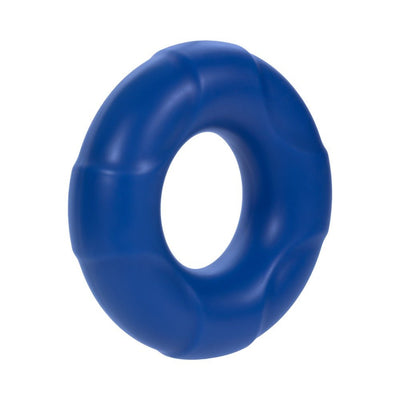 Blue 21mm liquid silicone C-ring with a smooth, slightly textured surface and rounded edges.