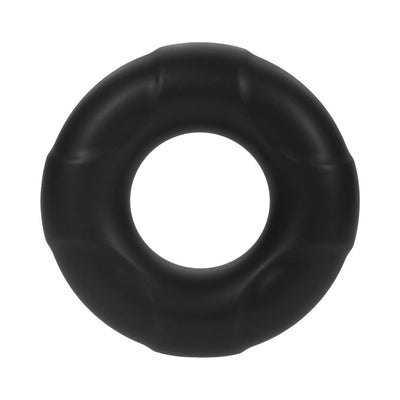 Black 21mm liquid silicone C-ring with a smooth, contoured surface and circular design.