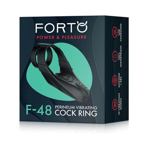 Forto F-48: Silicone Perineum Vibrating Double Cockring Black | SexToy.com