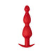 Red silicone cone beads with graduated shapes and a flared ergonomic base for safe use.