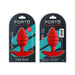 Forto F-83 red silicone ribbed butt plug in retail packaging, front and back views with product details.