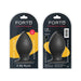 Forto F-98 Medium black silicone cone plug with suction base in retail packaging, front and back views.