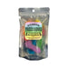 Clear resealable bag of colorful freeze-dried marshmallow candies in assorted fruity flavors.