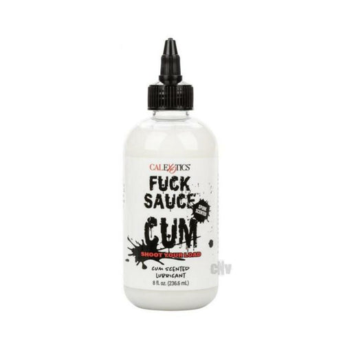 8oz bottle of Fuck Sauce Cum Scented water-based lubricant with black twist cap and bold label design
