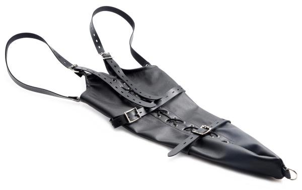 Full Sleeve Armbinder Black Leather Restraint | SexToy.com