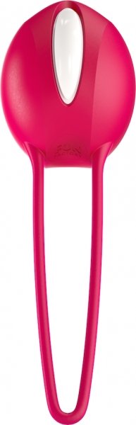 Fun Factory Smartballs Uno Kegel exerciser in white and india red with smooth ergonomic design.