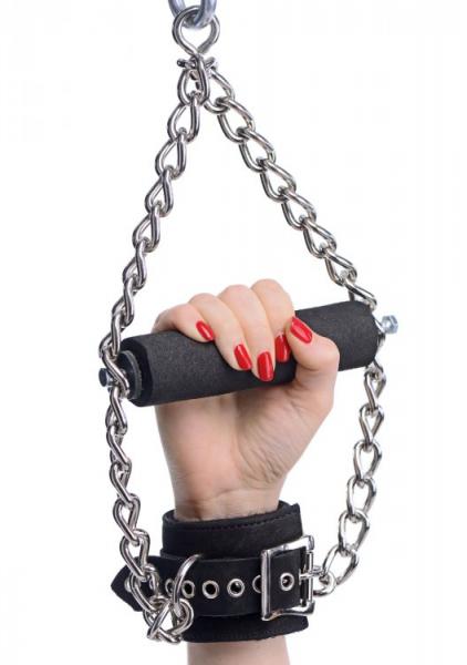 Fur Lined Nubuck Leather Suspension Cuffs With Grip | SexToy.com