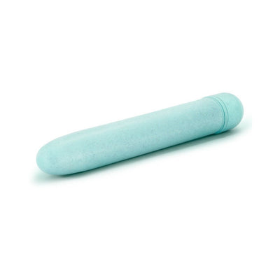 Blush Gaia Eco biodegradable vibrator in soft green with smooth, classic cylindrical design on white background.