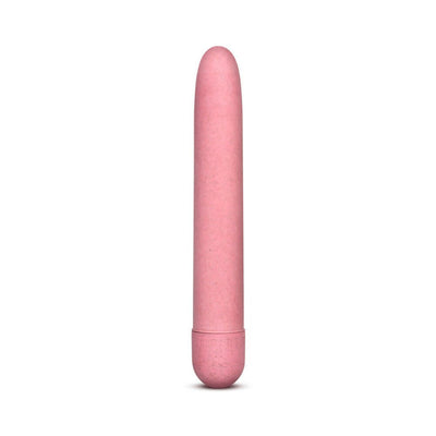 Pink biodegradable vibrator with a smooth, classic design made from eco-friendly Biofeel material.