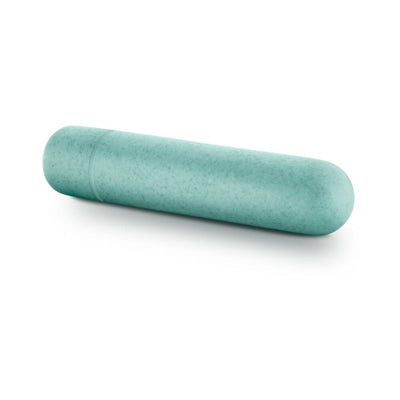 Blush Gaia Eco Bullet vibrator in aqua blue made from biodegradable plant-based bioplastic with smooth rounded design.