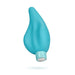 Aqua blue curved eco-friendly personal massager with a smooth matte finish and textured base.