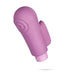 Purple eco-friendly vibrator with textured head and ergonomic fin, featuring a smooth satin finish and speckled base.