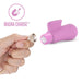Hand holding a magnetic USB charging cable near a purple Blush Gaia Eco Delight vibrator with Magna Charge logo.