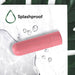 Coral-colored Blush Gaia Eco Rechargeable Bullet on marble surface with water droplets highlighting splashproof feature.