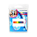 Gaysentials lapel pin featuring a horizontal rainbow bar in vibrant pride colors, packaged on a blue card with smiling faces.