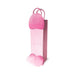 Pink striped playful gift bag with humorous design and fluffy accents, ideal for bottles or cheeky presents.