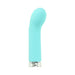 VeDO Gee Plus rechargeable curved vibrator in soft blue silicone with silver base, designed for targeted stimulation.