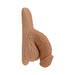 Realistic medium-sized brown silicone packer with textured veins and scrotum detail, designed for secure wear in underwear.