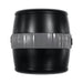 Black and gray barrel-shaped stroker with textured grip band and snap-on covers on both ends.