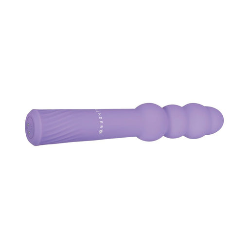Purple silicone vibrating wand with four rounded beads and textured handle, Gender X Bumpy Ride design.