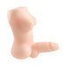 Realistic silicone torso toy with breasts and erect penis in flesh tone, designed for versatile intimate use.