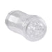 Clear dual-ended stroker with textured interior and removable caps for versatile pleasure and easy cleaning.