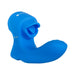 Blue Gender X Flick It finger vibrator with curved textured shaft and tongue-flicking base, made of smooth silicone.
