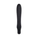 Black silicone vibrator with wavy texture and ergonomic ring handle for secure grip, rechargeable and waterproof design.