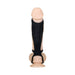 Black vibrating penis sheath with triple rings on a flesh-tone model, featuring a central control button.