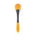 Yellow and black double-ended vibrator with a textured round head and smooth ergonomic handle.