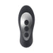 Black and silver ergonomic remote control with three buttons for Gender X The Mad Tapper vibrator functions.