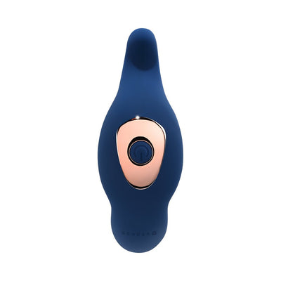 Gender X True Blue Rechargeable Thrusting Silicone Vibrator Blue - SexToy.com