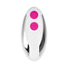 White and pink remote control with two buttons for the Gender X Under The Radar Underwear Vibrator.