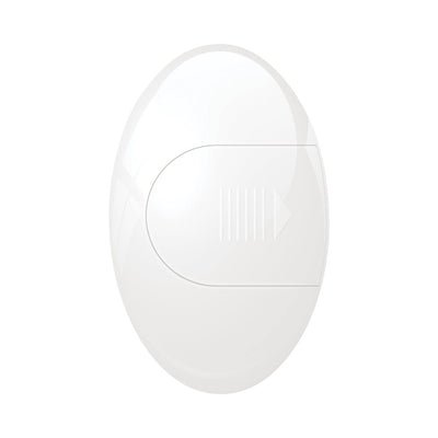 White oval remote control with a sliding button and textured grip for the Gender X Velvet Hammer wearable massager.