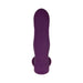 Purple silicone wearable vibrator with smooth, curved design shown from the back on a white background.